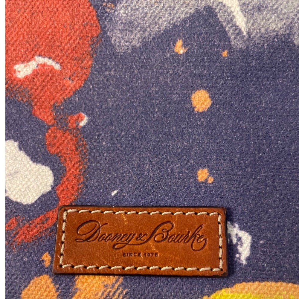 Dooney & Bourke Abstract Graffiti Canvas Coin Pouch Tassel Zip Wallet Blue Red - Picture 2 of 12